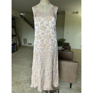 Vintage Bella Notte Apparel Pink Floral Ballerina Midi Tank Dress Sz S Satin